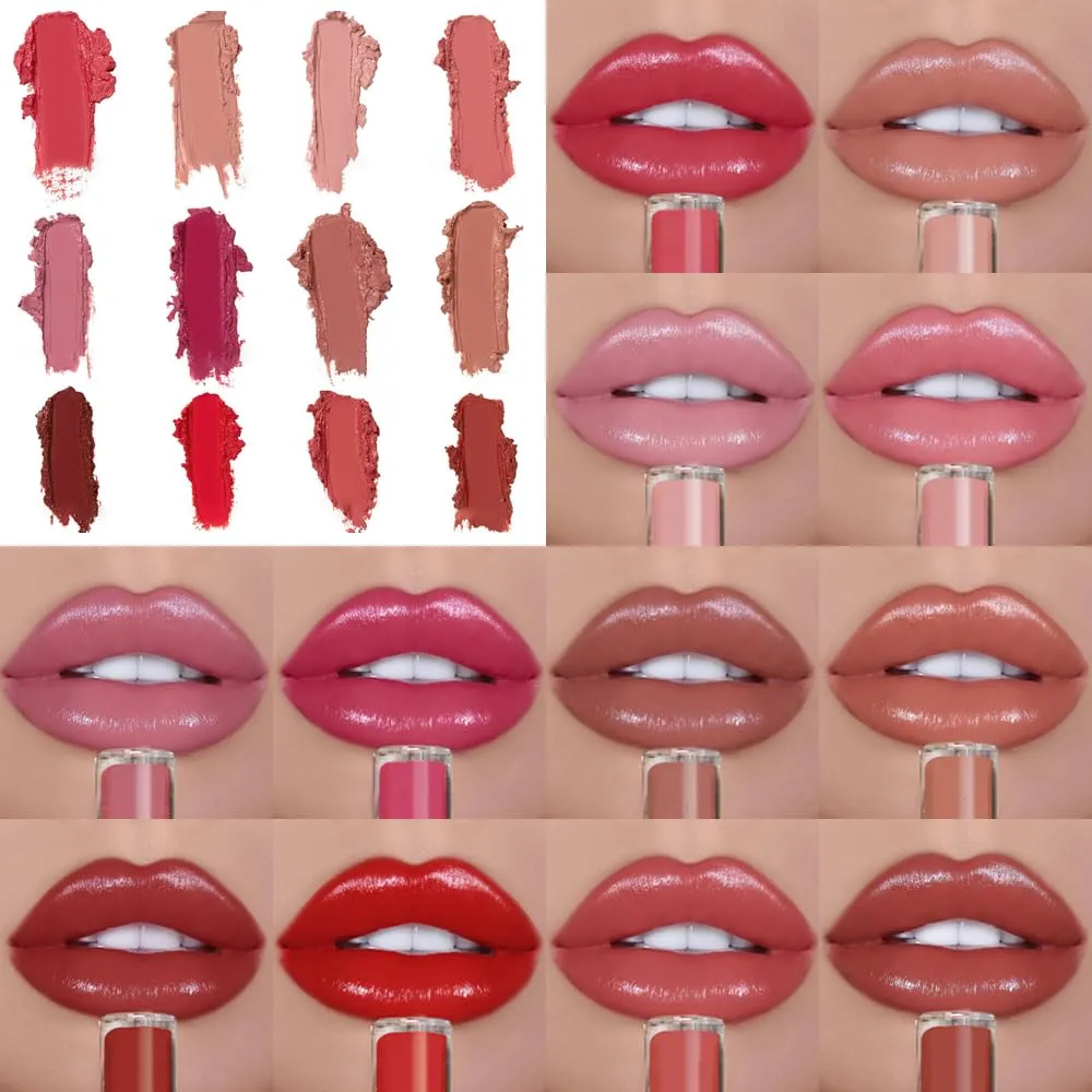 12 Colors Cream Texture Lipstick, 2024 New Waterproof Lip Gloss Moisturising Liquid Lipstick, Waterproof Long Lasting Lip Gloss for Women Makeup Natural Shiny Lips (6#, 1PC)