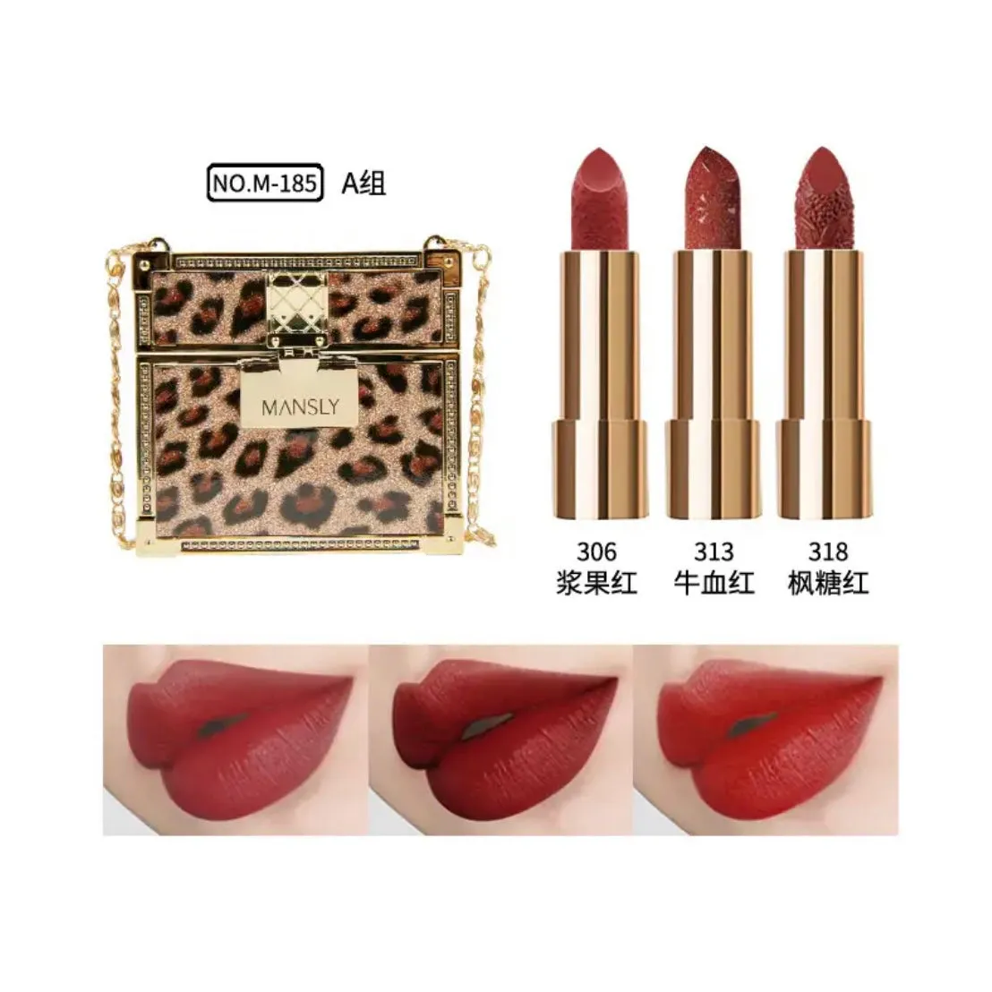 3pcs Luxury Hand Bag Style Velvet Matte Lipsticks