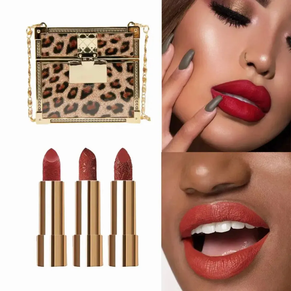 3pcs Luxury Hand Bag Style Velvet Matte Lipsticks