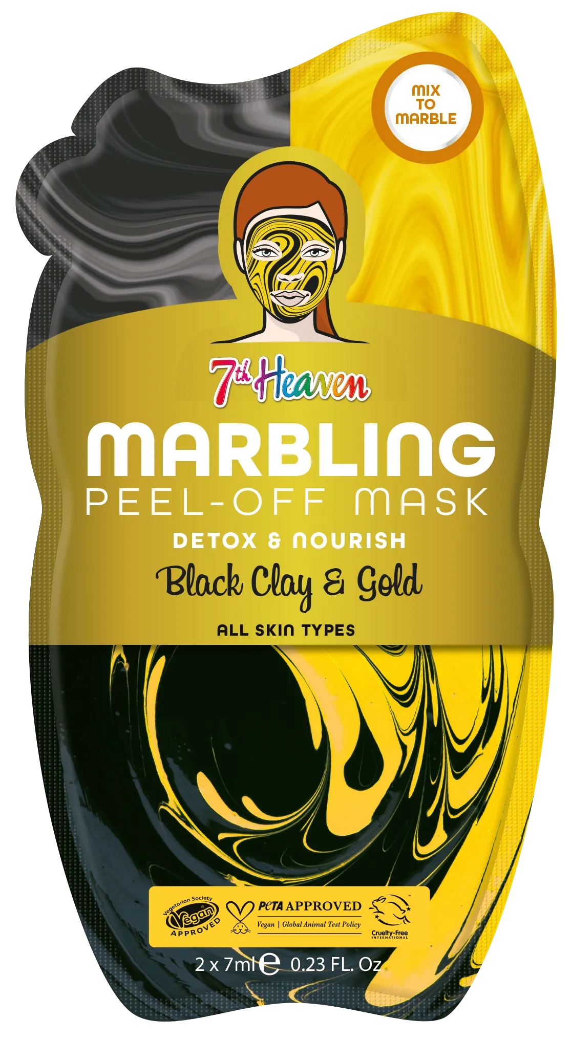 7th Heaven Black and Gold Marbling Peel-Off Masque