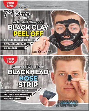 7th Heaven Men's Black Clay Peel Off / Blackhead Nose Strips Duo Sachets