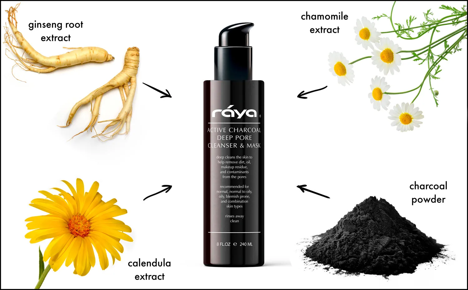 ACTIVE CHARCOAL DEEP PORE CLEANSER & MASK (121) RAYA SPA