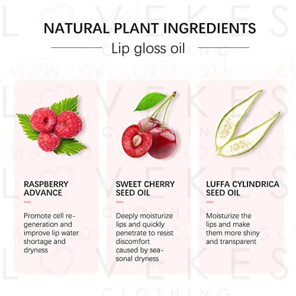 Hydrating Lip Glow Oil, Moisturizing Lip Glow Oil, Nourishing Glossy Transparent Lip Oil, Plumping Lip Oil, Lip Balm, Non-sticky Tinted Toot Lip Balm for Lip Care (Cherry)