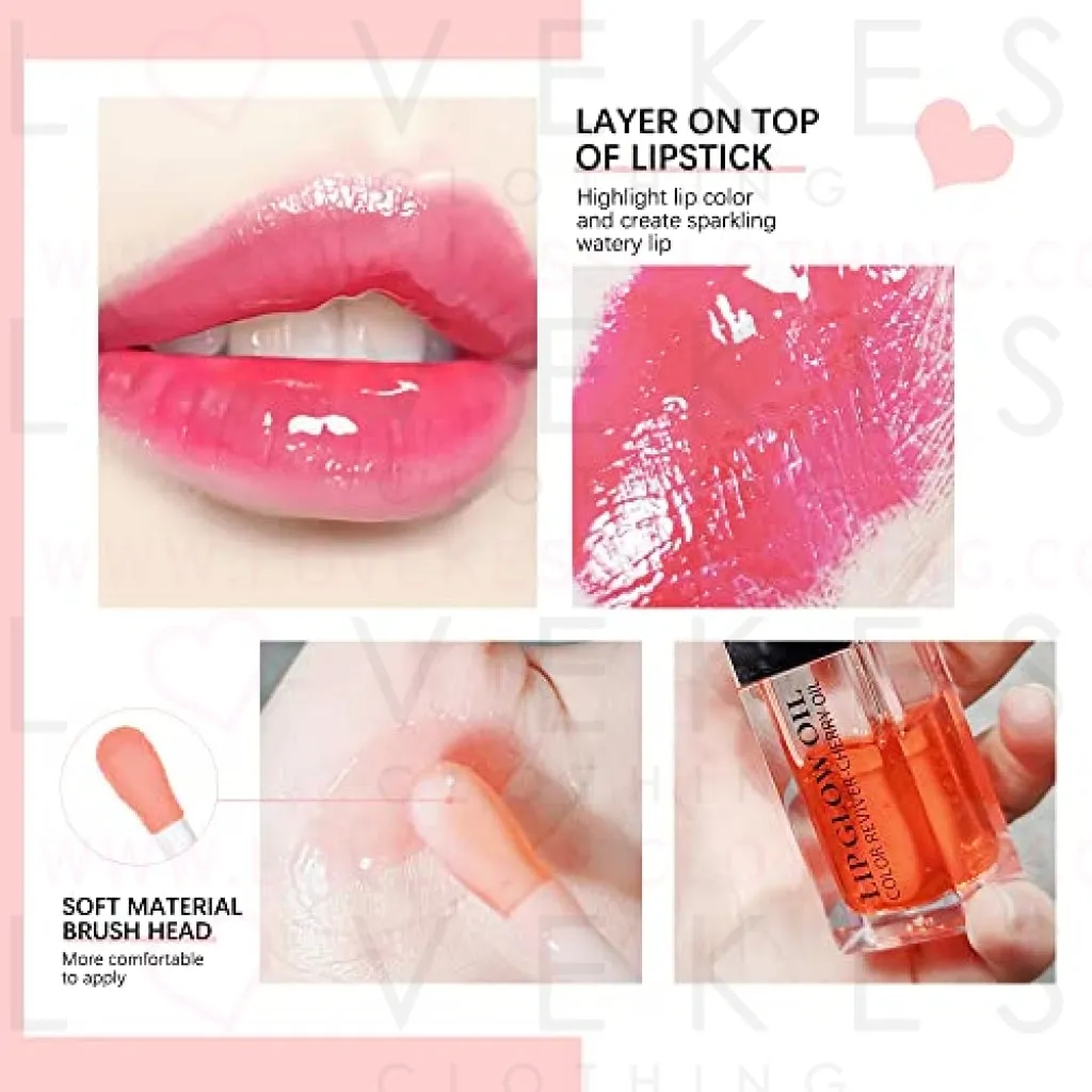 Hydrating Lip Glow Oil, Moisturizing Lip Glow Oil, Nourishing Glossy Transparent Lip Oil, Plumping Lip Oil, Lip Balm, Non-sticky Tinted Toot Lip Balm for Lip Care (Cherry)