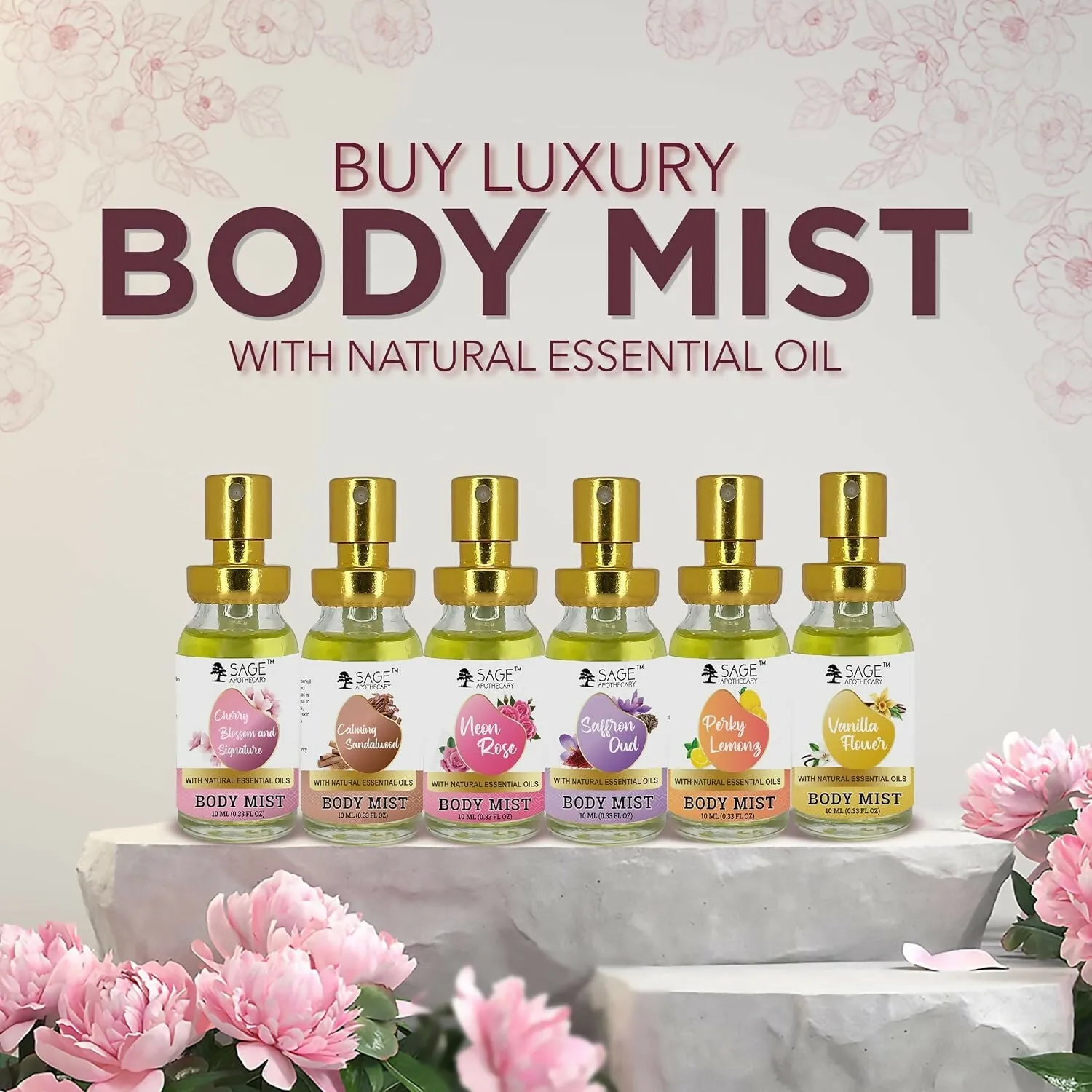 Luxury Perfume Body Mists Gift Set (Pack of 6)