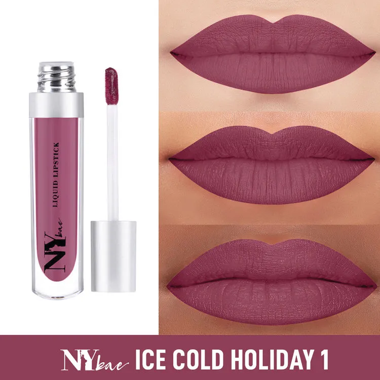 NY Bae Confessions of a Lip-a-holic Liquid Lipstick | Primer   Matte | Pinkish Mauve | Long Lasting-Ice Cold Holiday 1 (4.5 ml)