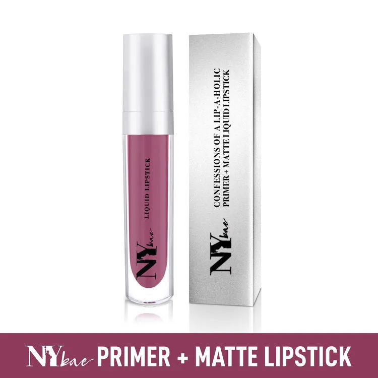 NY Bae Confessions of a Lip-a-holic Liquid Lipstick | Primer   Matte | Pinkish Mauve | Long Lasting-Ice Cold Holiday 1 (4.5 ml)