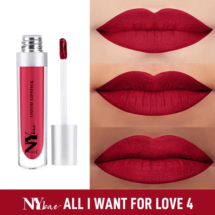 NY Bae Confessions of a Lip-a-holic Liquid Lipstick | Primer   Matte | Red | Long Lasting- All I Want For Love 4 (4.5 ml)