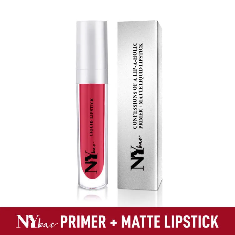 NY Bae Confessions of a Lip-a-holic Liquid Lipstick | Primer   Matte | Red | Long Lasting- All I Want For Love 4 (4.5 ml)