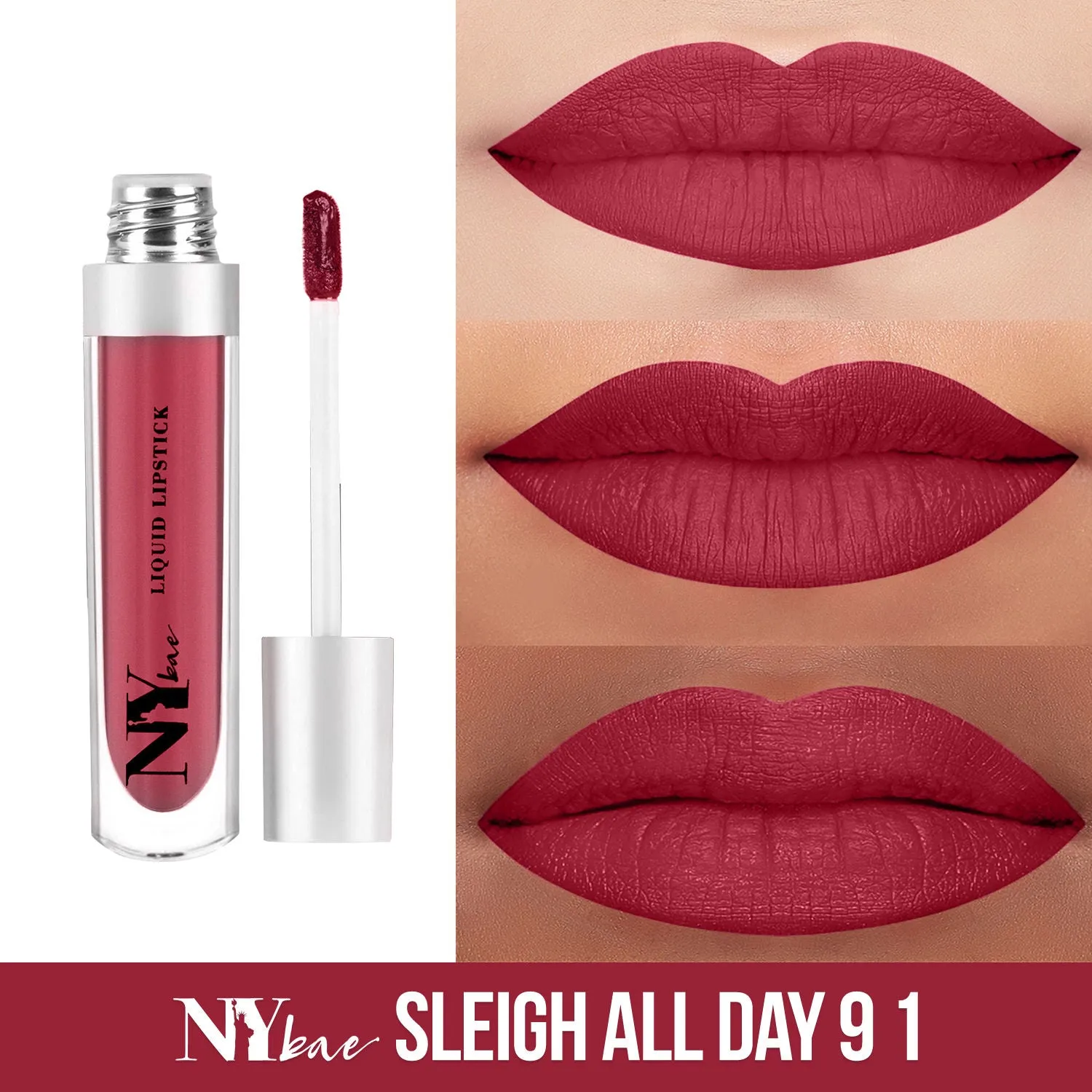 NY Bae Confessions of a Lip-a-holic Liquid Lipstick - Sleigh All Day 9 (4.5 ml) | Dark Mauve | With Jojoba Oil | Rich Colour | Lasts 12  Hours