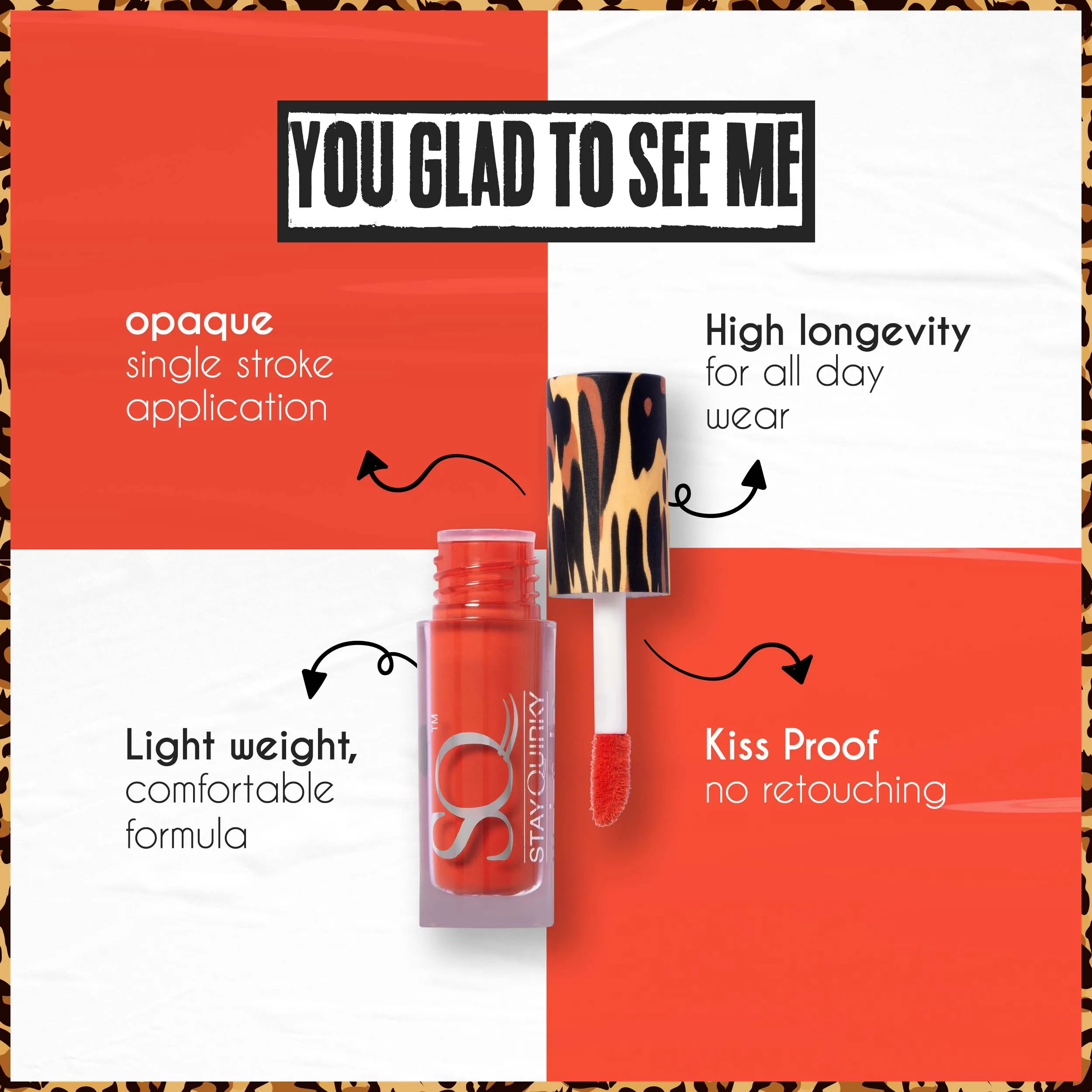 Stay Quirky Mini Liquid Lipstick Orange - You Glad To See Me 21 | Highly Pigmented | Non-drying | Long Lasting | Easy Application | Water Resistant | Transferproof | Smudgeproof (1.6 ml)